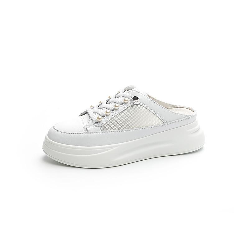 Women's Shoes Are Light Breathable with A Toe Cap Half Slippers and Thick Soles of Women's Muffins