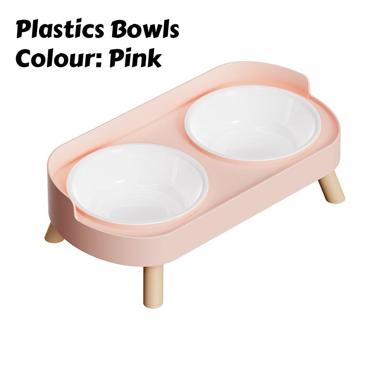 

Приподнятый набор двойных мисок для кошек: Подставка для миски для здоровья шеи и облегчения усов - Миска из нержавеющей стали с защитой от проливания и нескользящим основанием 1 set