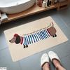 Cartoon Dachshund Flannel Floor Mat: Dirt-Resistant, Water-Absorbent, Non-Slip Bedside Rug, Easy-to-Clean.