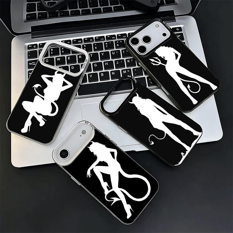 Devil Girl Silhouette Cool Shockproof Phone Case for iPhone 17 Air 16 16E 15 Pro Max 14 Plus 13 Mini 12 Back Cover Anti Fall Fun