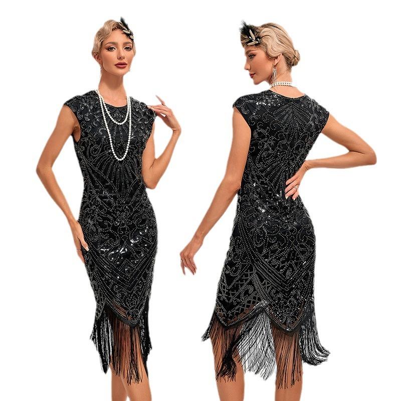 Tassel Sequin Dress Dress 1920s Retro Party Banquet Large Size Dress