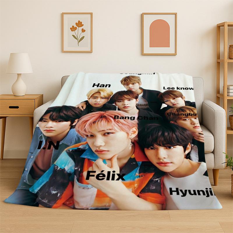 Fashion Kpop Stray Kids Soft Flannel Throw Blanket,Cozy Blanket for Bed,Couch,Sofa,Bedroom,Living Room,Travel,Picnic Camping