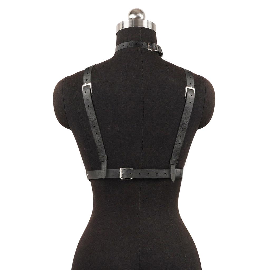 Women's Leather Body Harness Bra - Gothic Adjustable Cage Bra - Perfect for Cosplay, Nightclubs, Parties, and Festivals
