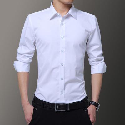 Men's Gray Slim-Fit Korean Style Long-Sleeve Shirt - Trendy Casual Formal Wear for Spring & Autumn