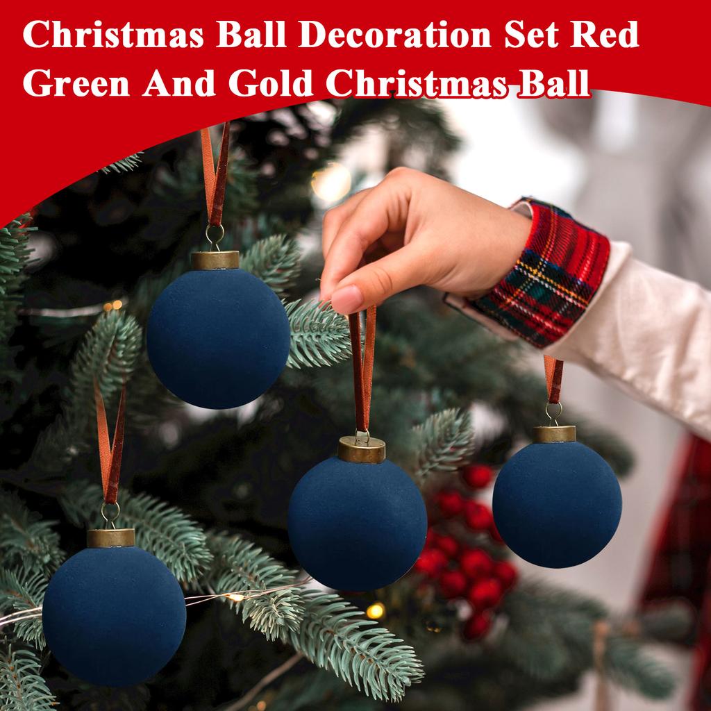 Vánoční ozdoby, Sada vánočních koulí červená, zelená a zlatá, Nerozbitná sada vánočních ozdob k zavěšení na stromek