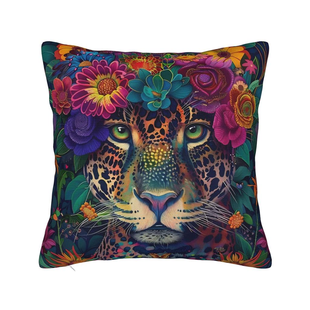Pillow Cover Leopard In Pink Glasses Flower Crown Funny Pillow Case For Couch Sofa Bedroom Pillowcases