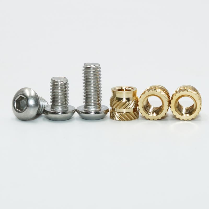 M2 M2.5 M3 M4 Heat Insert Nuts Brass and 304 Stainless Steel Hex Socket Screw Laptop Hot Melt Threaded Embedded Copper Nut Bolt