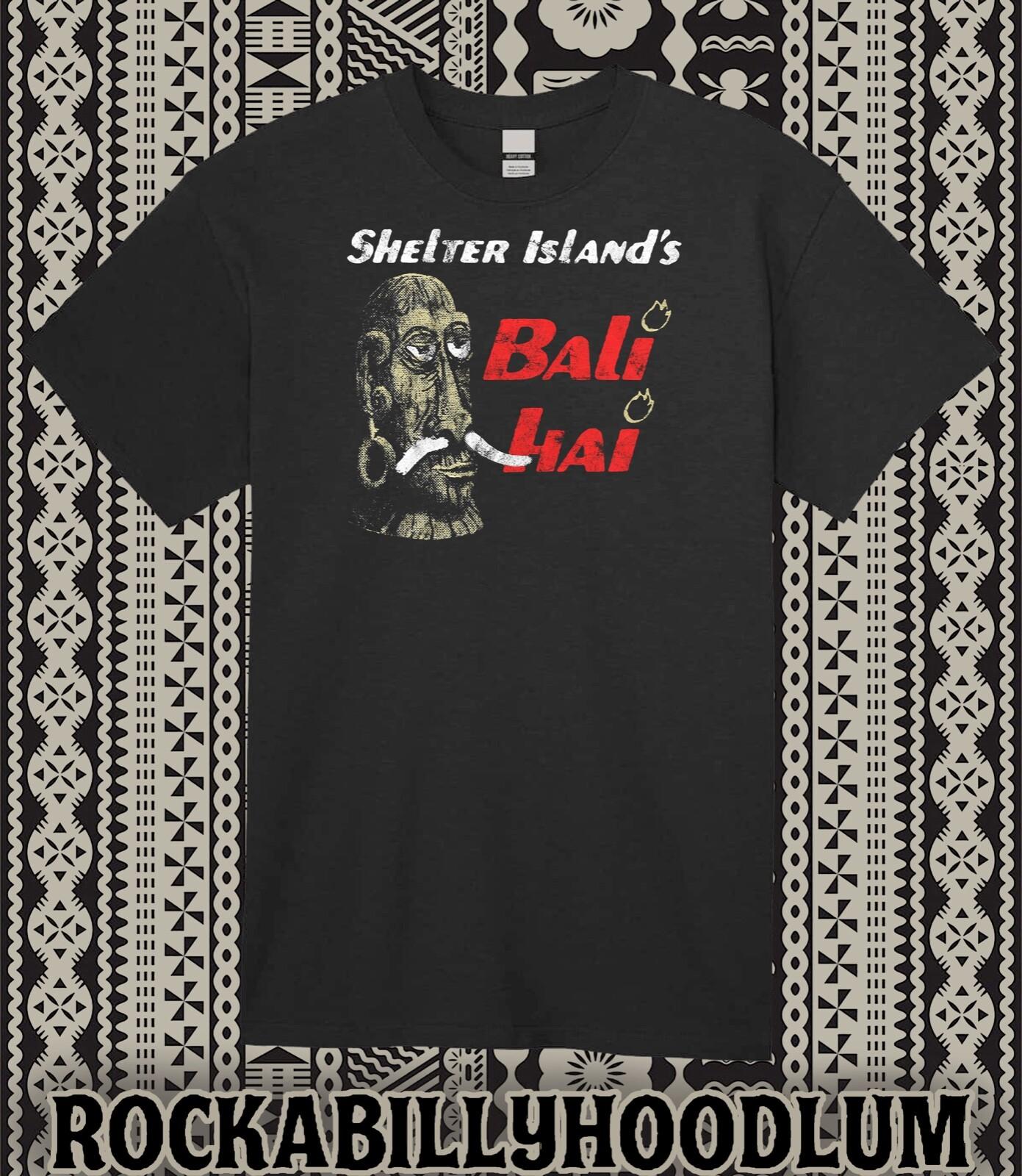 Retro Tiki Art Tee T Shirt Cotton Mug Bar Restaurant Bali Hai Shelter Island L