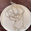 Tassels Shoulder Chain Necklace Big Square Pendant Shine Rhinestone Necklace  Wedding