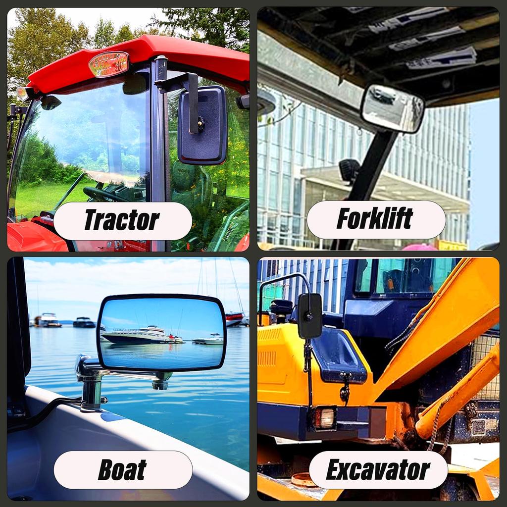 Truck Rearview or Side View Mirrors for Dump and Loaders Compatible with Reverse Mirrors 9 x 5 Inch Mirrors, Forklifts, Plows, Excavators, Trucks,