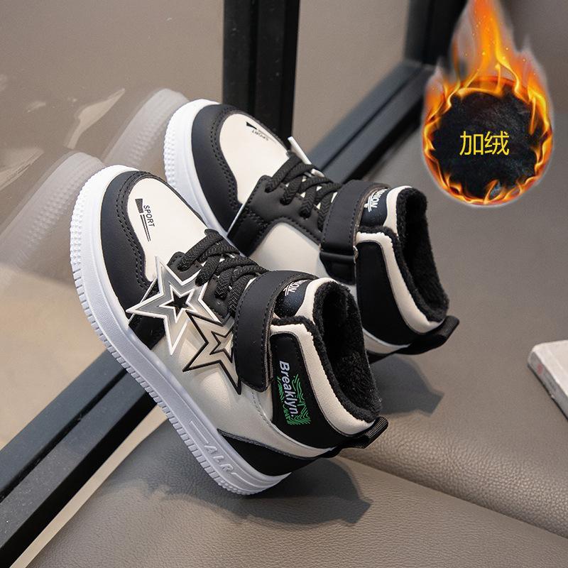 

Girls velvet shoes high-top sneakers winter soft sole 2025 new children s and girls high-top board cotton shoes 26 чёрный