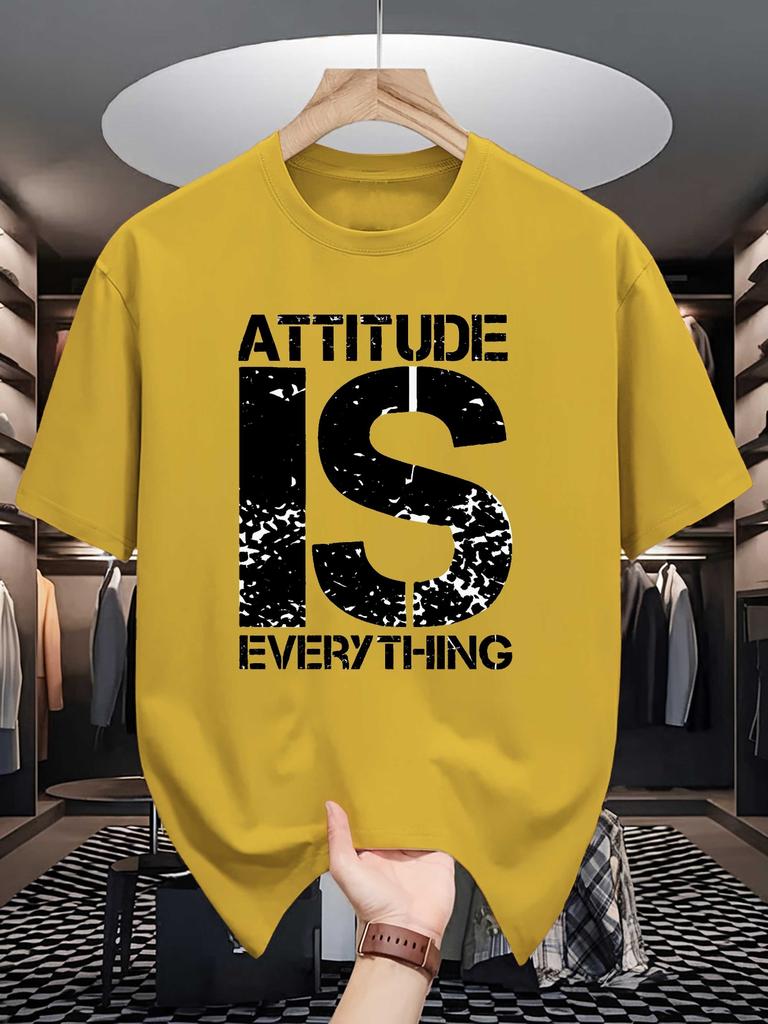 Distressed Attitude Slogan Print Unisexs Crew Neck T Shirt Motivational Letter Graphic Short Sleeve Casual Cotton Daily Tees