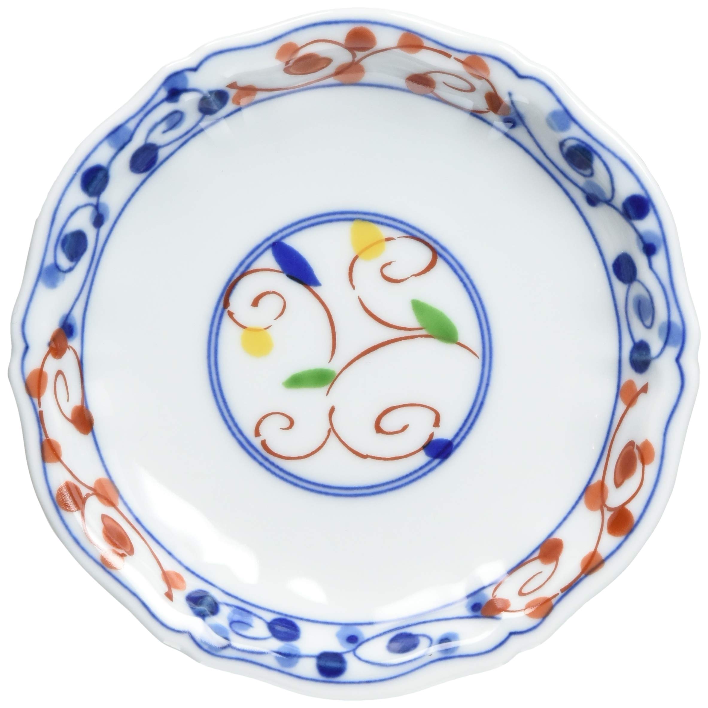 

Nishikai Pottery Hasami Ware Kurashino Utsuwa Small Dyed Nishiki Arabesque 12cm Plate, Pattern, 31159, White, белый