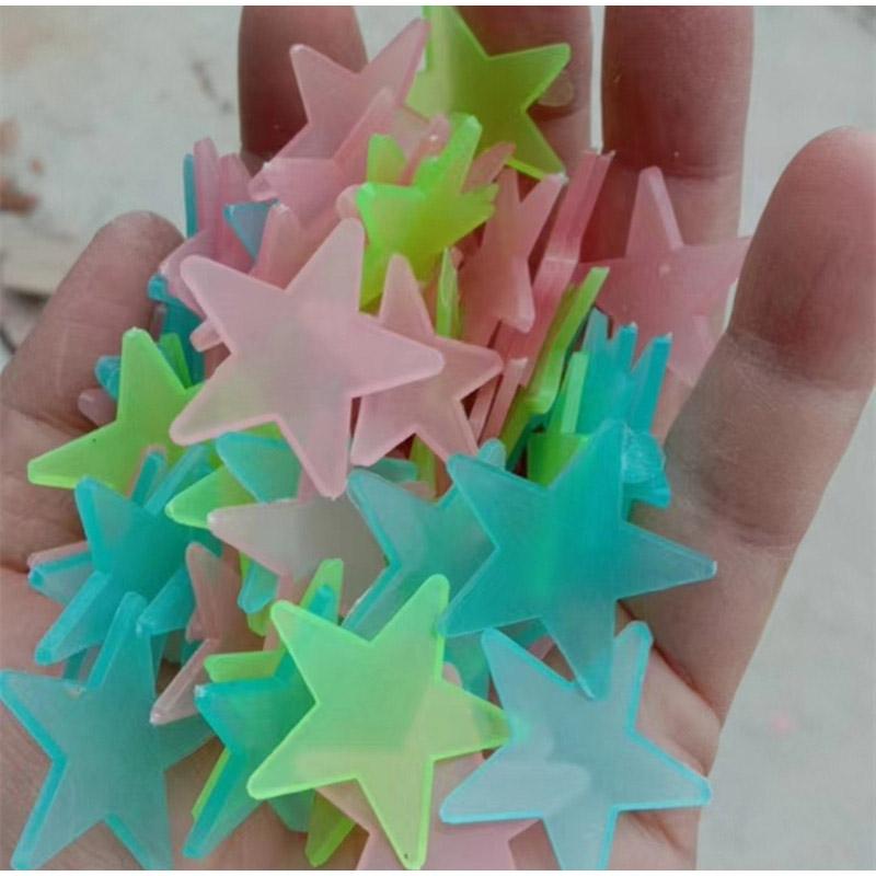 100 Pcs Luminous Fluorescent Wall Stickers 3D Stars Glow in The Dark Wall Stickers for Kids Baby Room Bedroom Ceiling Home Decor