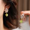 Imitation Pearl Stud Earrings for Women Oil-dripping Flower Drop Earring Vintage Rhinestones Jewelry Accessory