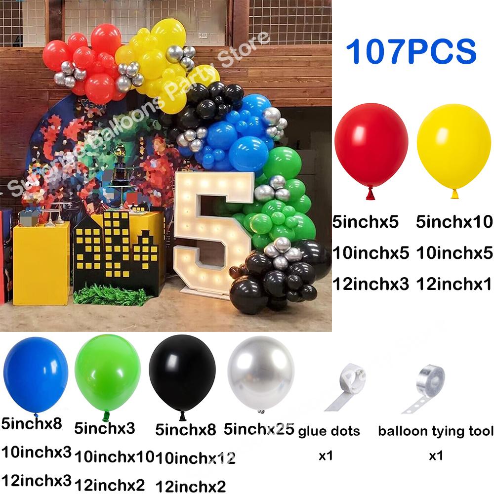 Red Green Blue Yellow Balloons Garland Arch Kit Latex Ballon Set Carnival Circus Toy Themed Party Birthday Decoration Air Globos