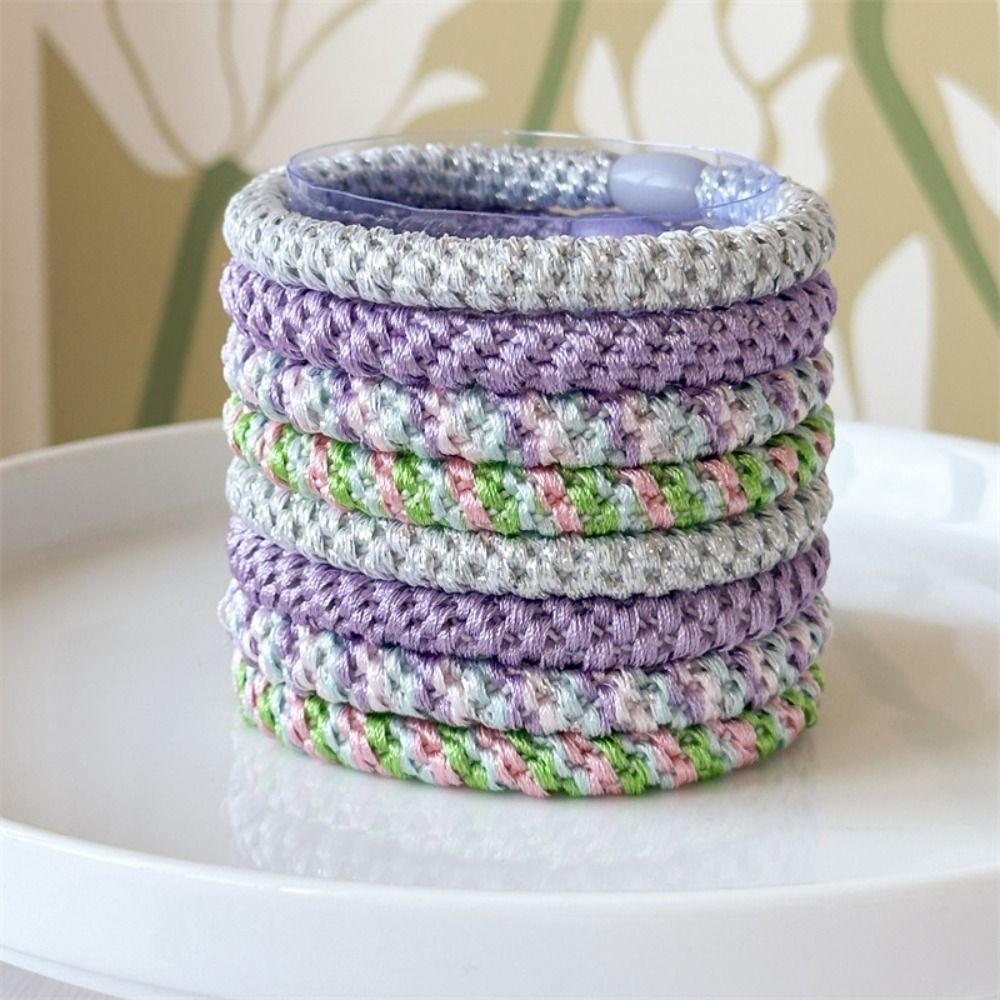 8pcs/Set Hair Tie Basic Hair Rope Set Ponytail Holder Colorful Hair Scrunchies Rubber Band Girl