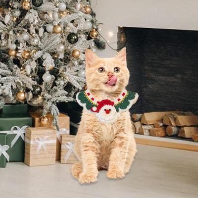 Christmas Cat Scarf Holiday Santa Claus Pattern Bandanas For Pet Multifunctional Christmas Dog Accessories Soft Pet Winter Neck