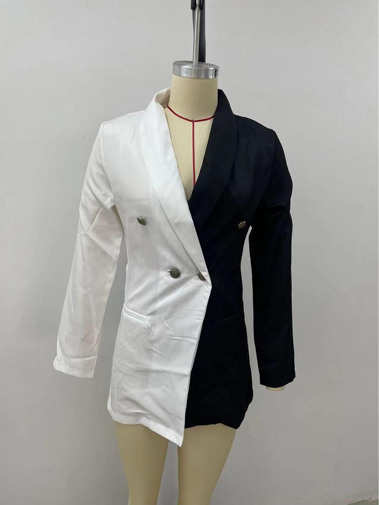 2022 Farbblock-Naht V-Ausschnitt OL Professioneller Cardigan-Blazer