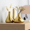 Nordische Heimbüro Schreibtisch Dekoration Luxus Vergoldete Vase Trockenblumen Vase Keramik Blumenvase Moderne Mini Vase vazen