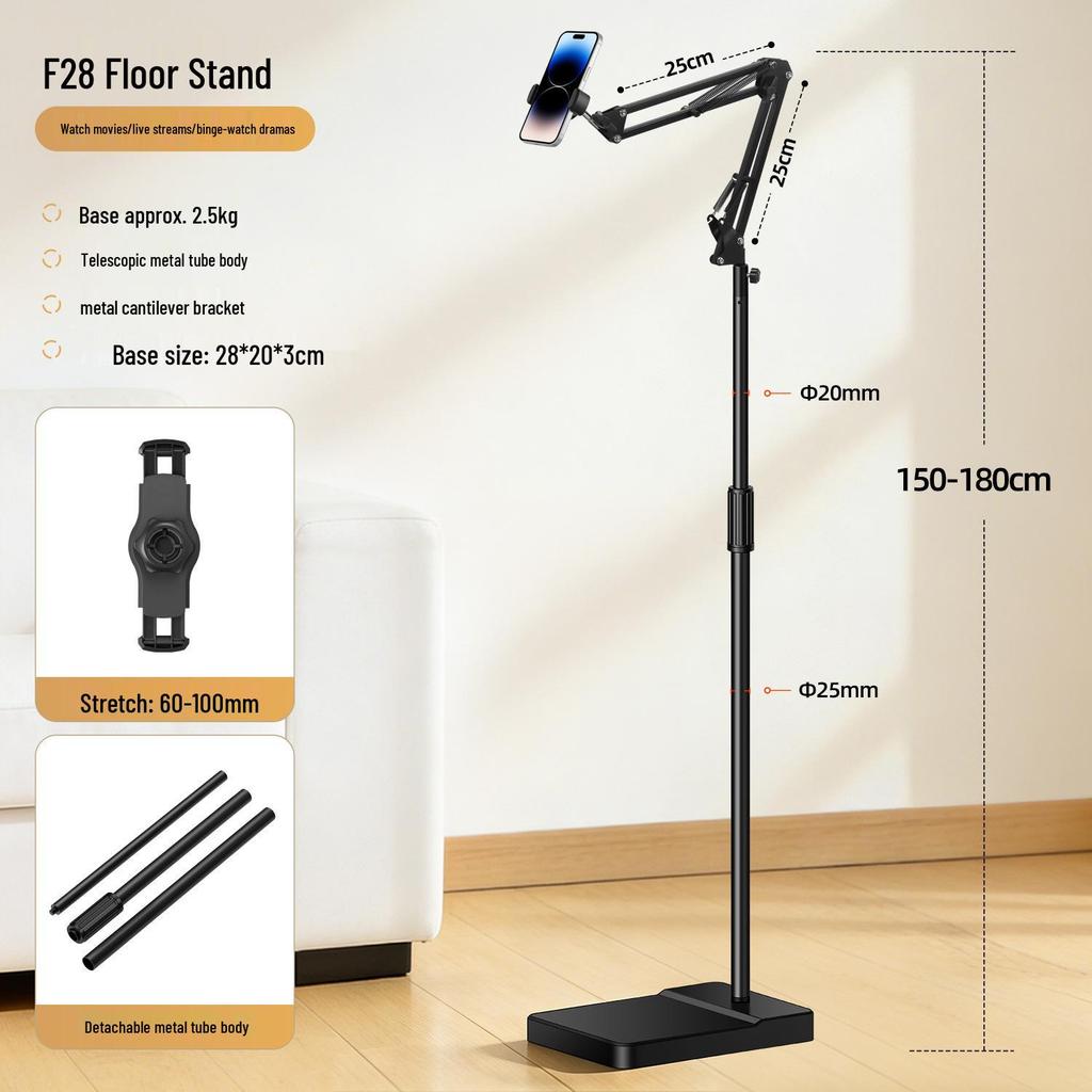 Lazy Person's Telescopic Metal Phone & Tablet Holder for Bedside or Desk