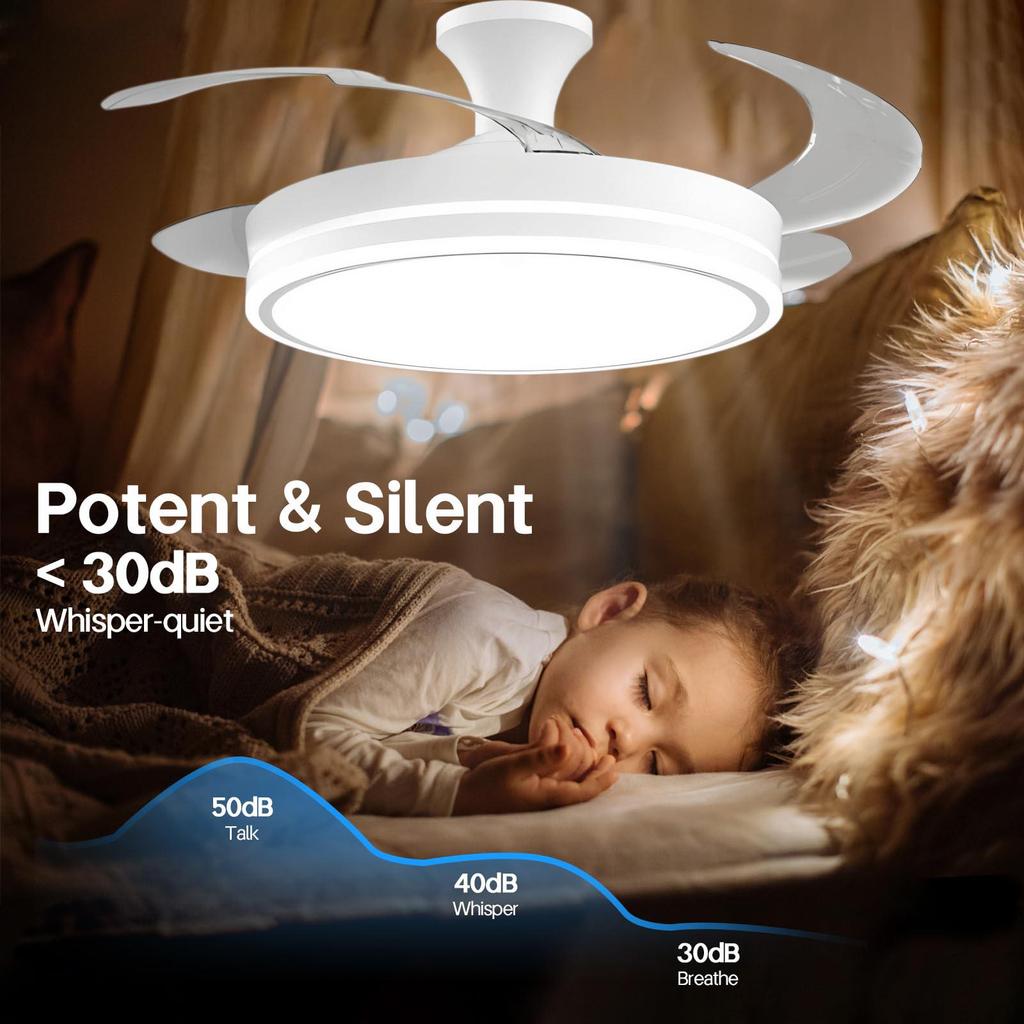 2026 Invisible Ceiling Fan Light with Integrated LED Chandelier for Living Room