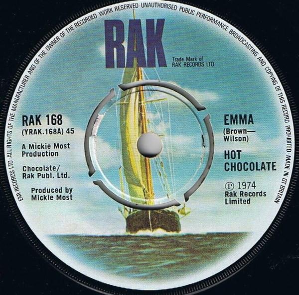 

7inch Record HOT CHOCOLATE - Emma RAK168 RAK 1974 UK Soul/Funk Used