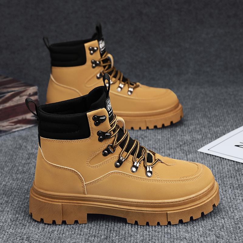 Nowe Męskie Klasyczne Jesienno-Zimowe Modne Wysokie Buty na Grubej Podeszwie do Skateboardingu Wygodne Miękkie Podeszwy Koszykarskie Sneakersy