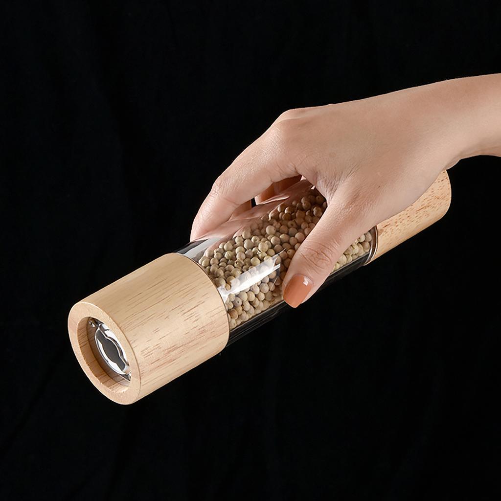 Manual Pepper Grinder Multifunctional Efficient Grinding Oak   Acrylic Pepper Mills Shakers