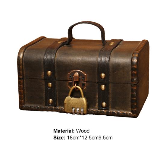 Wooden Organizer Retro Decorative Supplies Wood Vintage Pirate Treasure Chest for Photography