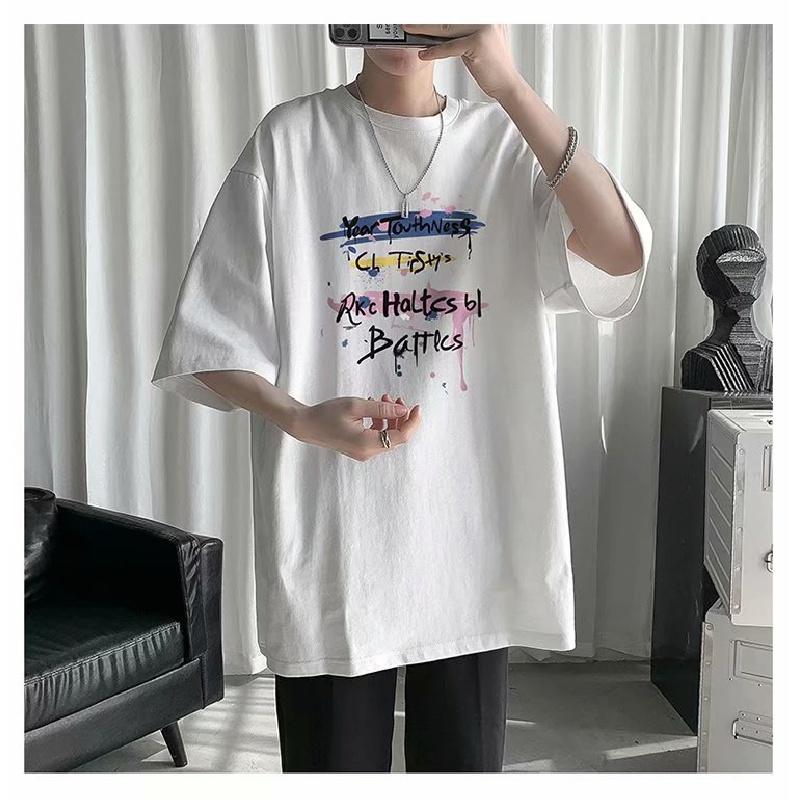 Pánská trička s krátkým rukávem Dopis s grafickým potiskem Trička módní značky pro muže Muži Oblečení Neformální Tričko Muž Léto Korejské Retro Topy Pro