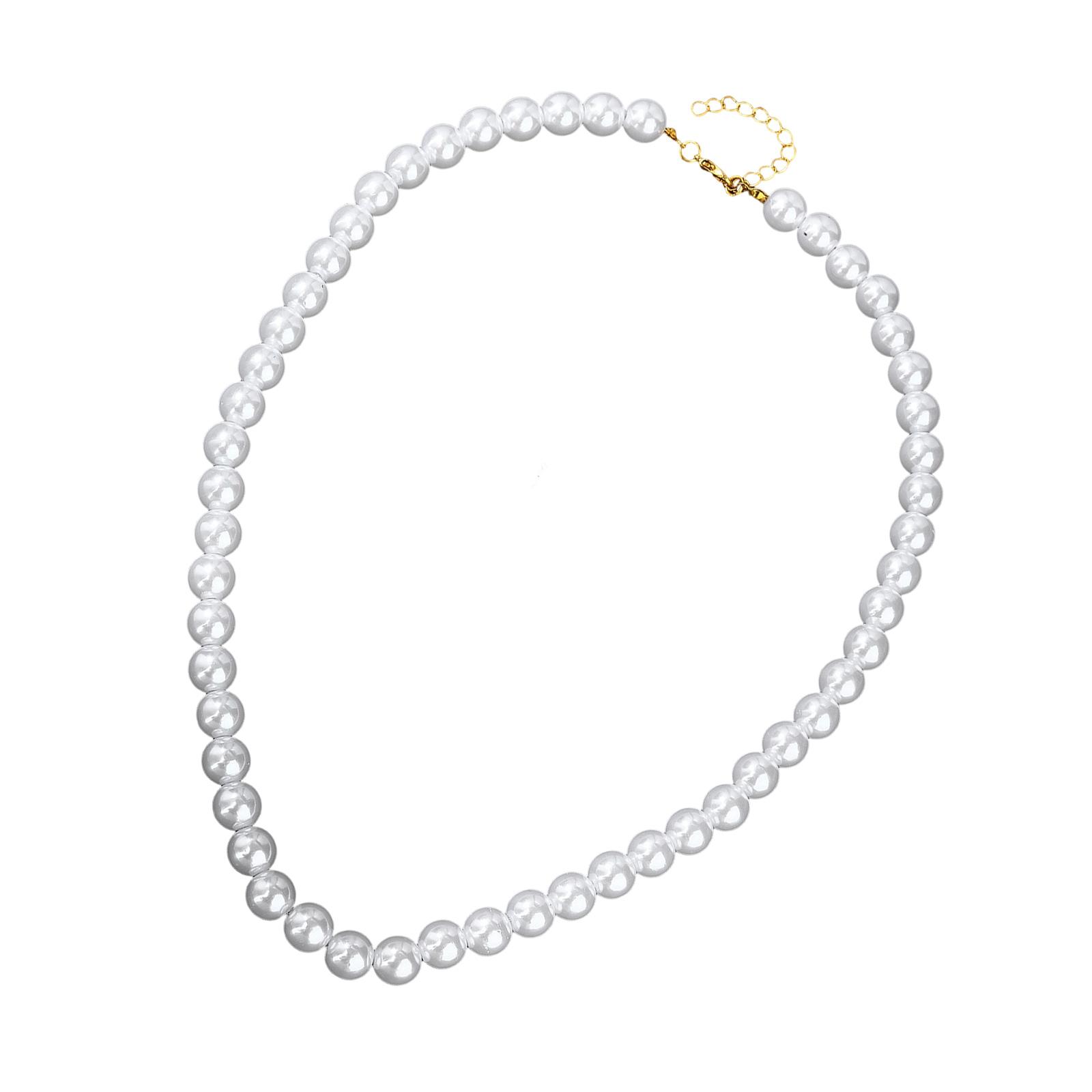 

10mm White Simulated Pearl Necklace Elegant Jewelry For Women Formal Events Eco Friendly Material Lightweight Design белый