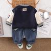 0-5-year-old boys' long sleeved 3-piece set, Children's fashionable baseball suit set, Baby high-quality clothes