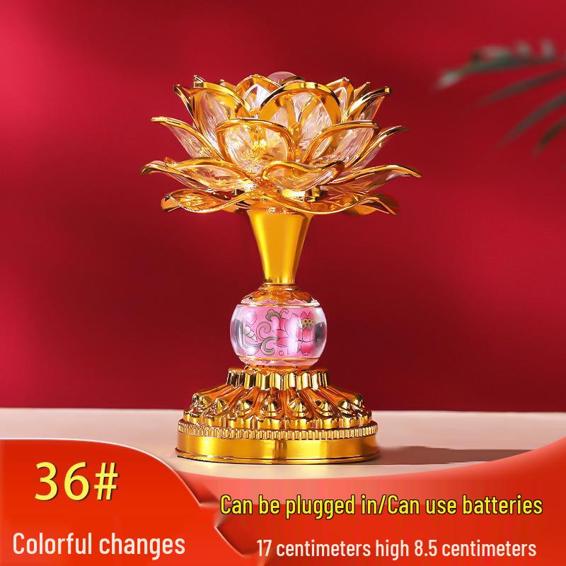 LED Seven-Colored Lotus Buddha Lamp - Rechargeable Guanyin Offering Light