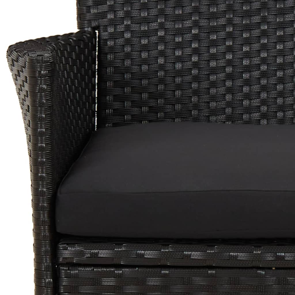 Vidaxl 5-Cz. Garden Furniture Set With Cushions, Black, Poly Rattan