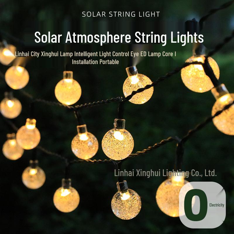 Outdoor LED Solar Crystal Ball String Lights - Waterproof Decorative Lights for Camping and Tents
