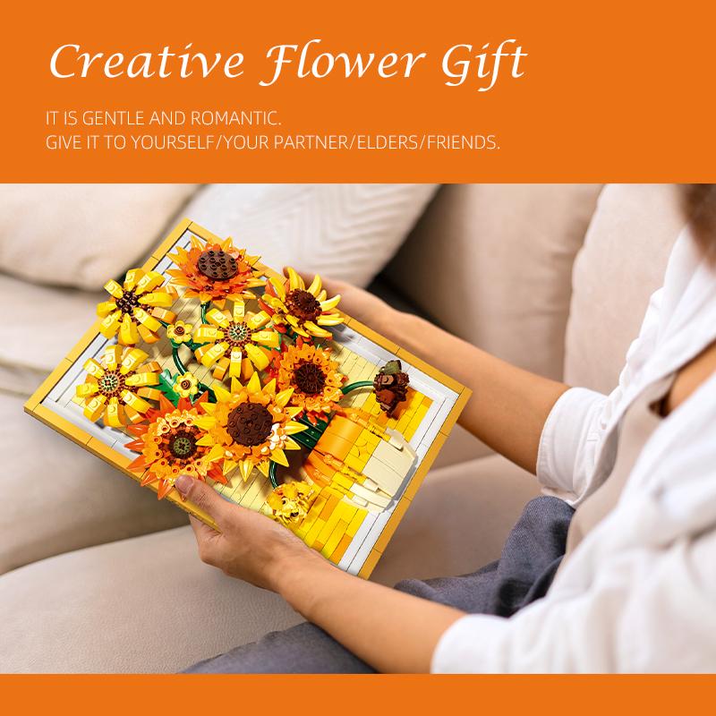 Sunflower Art 3D Model Building Blocks Decor DIY 3D Artistic Beauty, Ideal Indoor Creative Decoration with Memorial Significance
