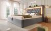 Polsterbett 180x200 cm Samt mit LED-Diamantstreifen, USB- & Typ-C-Ladestation, Stauraum, Lattenrost, grau (ohne Matratze)