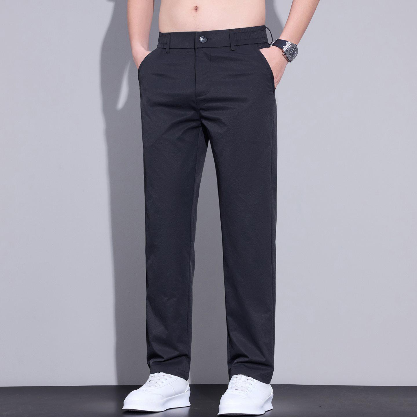 

2026 Men s Ice Silk Summer Casual Pants - Trendy, Cool, Long and Popular 30 чёрный