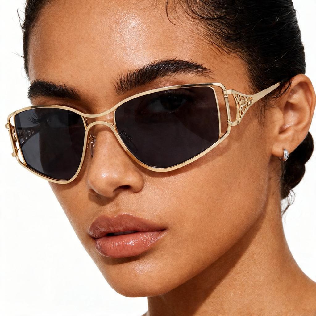 European and American personalized Spice Girl style sunglasses concave shape hollow design sunglasses outdoor cycling fashion trend glasses