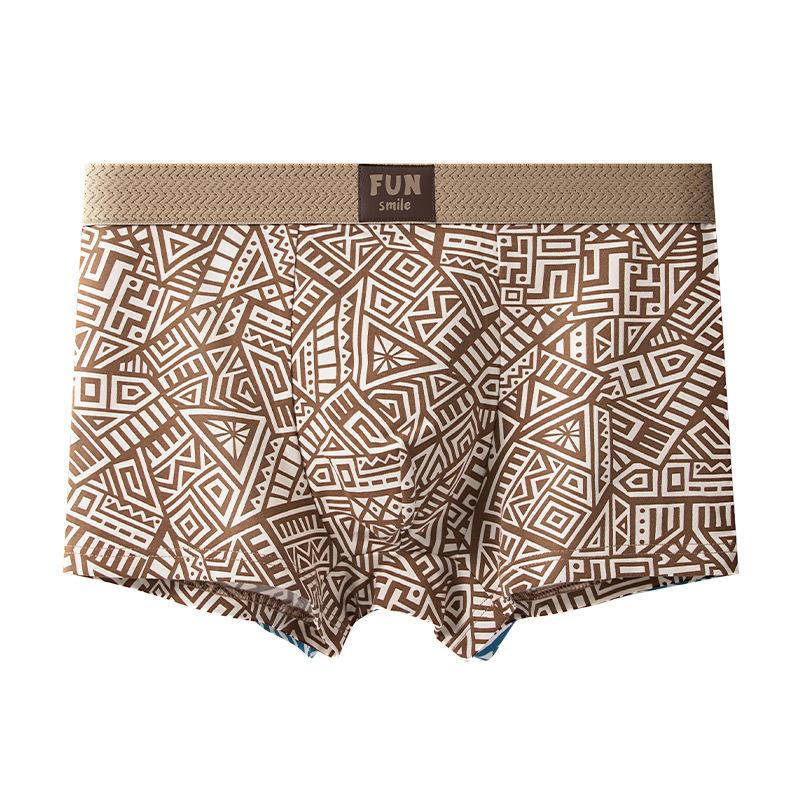 Ethnic Style Men's Pure Cotton Underwear Printed Flat Corner Underwear Summer Breathable Four Corner Underwear