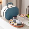 Retro Guochao suet jade entangled lotus travel tea set portable express cup outdoor camping teapot printing