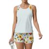 Women’s Sleeveless Floral Print Tank Top and Shorts Set Lightweight Athletic Two Piece Outfit for Sports Yoga Running