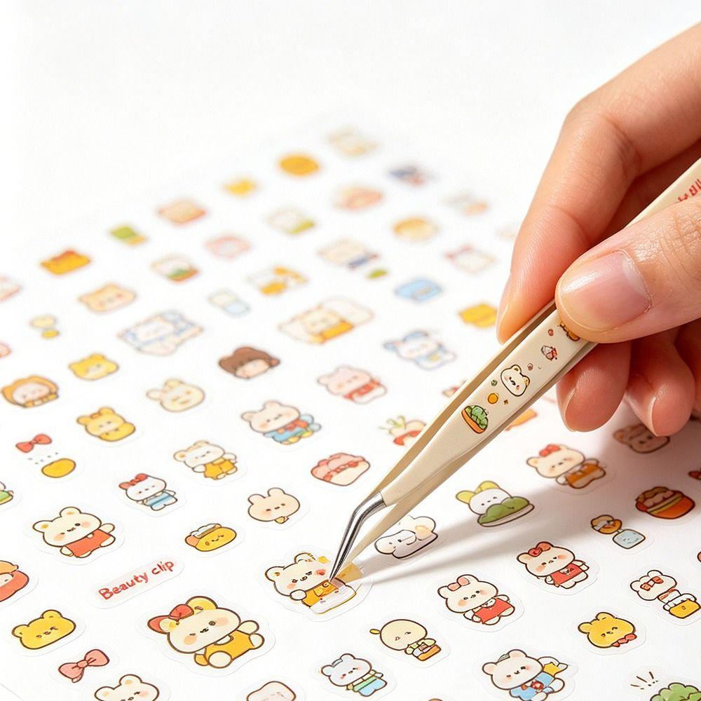 Cartoon Bear Print Lash Extension Tweezers  Hand Account Sticker Application
