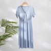 V-Neck Nursing Dress with Insertable Cups for Breastfeeding - Fashionable Postpartum Pajamas