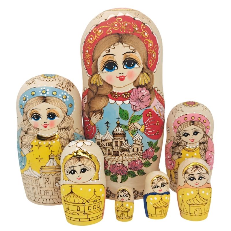 Classical Russian Nesting Dolls 7Pieces Hand Painted Wooden Folk Art Decoration Matryoshka Doll For Home Display 1