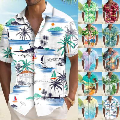Camicia hawaiana da uomo, camicia da bowling vintage abbottonata da uomo, camicia da spiaggia estiva a maniche corte