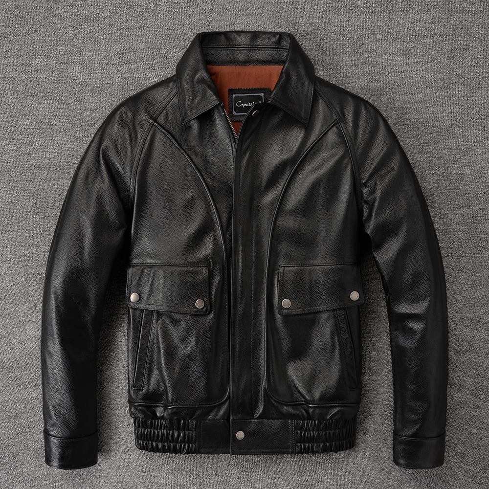 

Чоловіча Шкіряна Куртка Оверсайз Стиль Вільна Вінтаж Червоно-Коричневий Чорний Натуральна Коров яча Шкіра Чоловічий Одяг Весна Осінь 8XL чорний