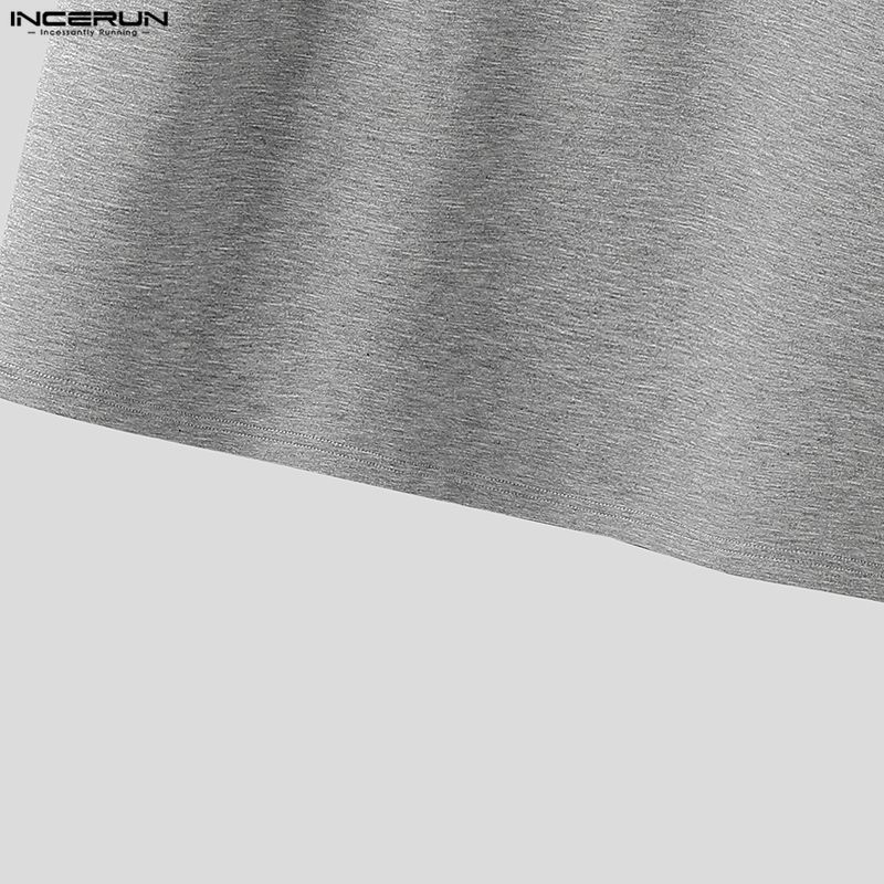 INCERUN Mens Lapel Neck Short Sleeve Casual Loose T-shirts Tops