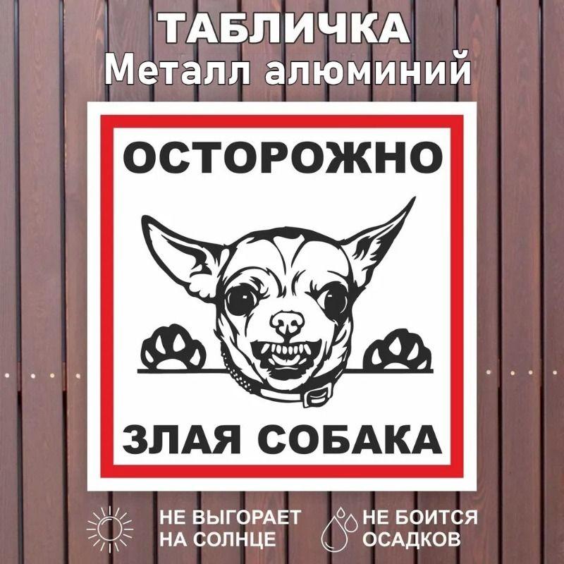 Vintage Tin Sign Beware of Dog Chihuahua Metal Poster